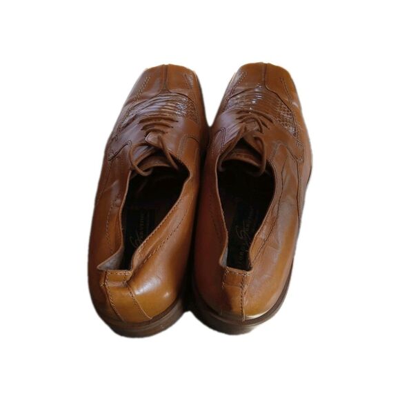 Giorgio Brutini Mens Derby Dress Shoes 9.5W Cognac Square Toe Genuine Snakeskin - Picture 4 of 12
